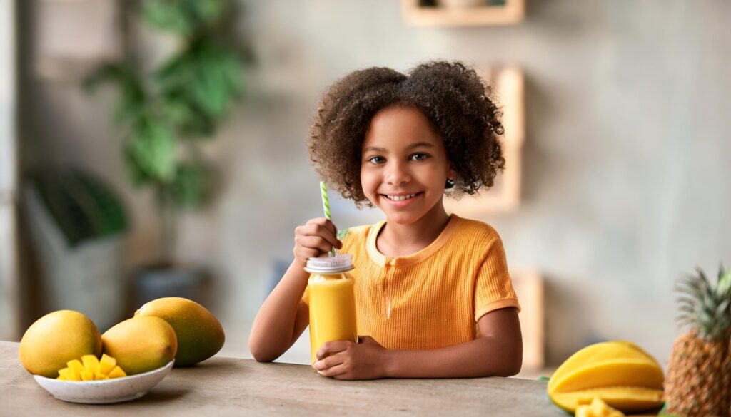 mango smoothie kids summer food, healthy food for kids in summer, healthy diet plan for kids, seasonal eating