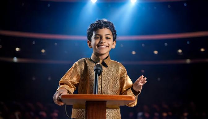 kid giving speech on centerstage